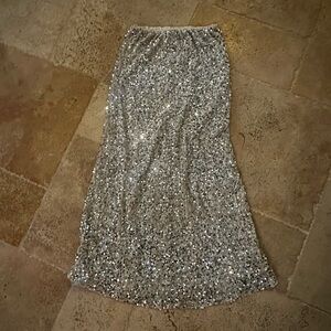 Old Navy Silver Sequin Maxi Skirt